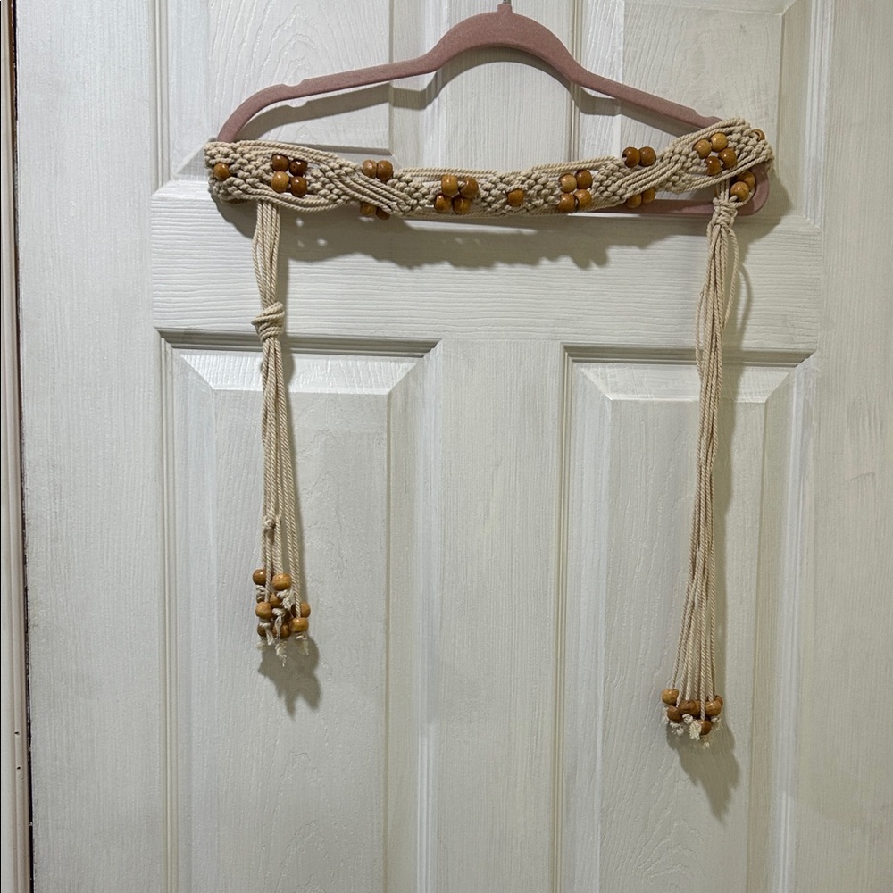 Handcrafted Beige and Brown Beaded Belt